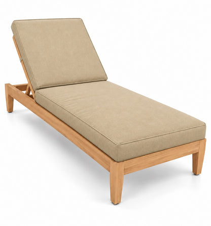 Mila Teak Lounger in Sunbrella 48019 Spectrum Sand | Jr's Patio San Diego