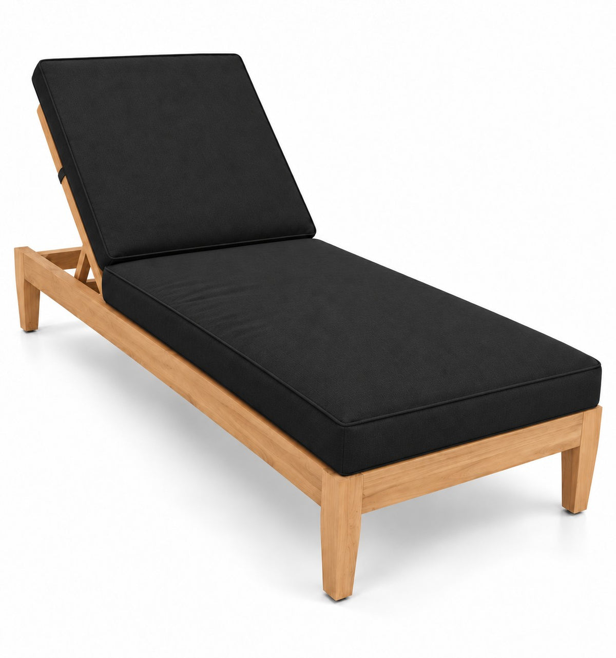 Mila Teak Lounger in Sunbrella 5408 Canvas Black | Jr's Patio San Diego