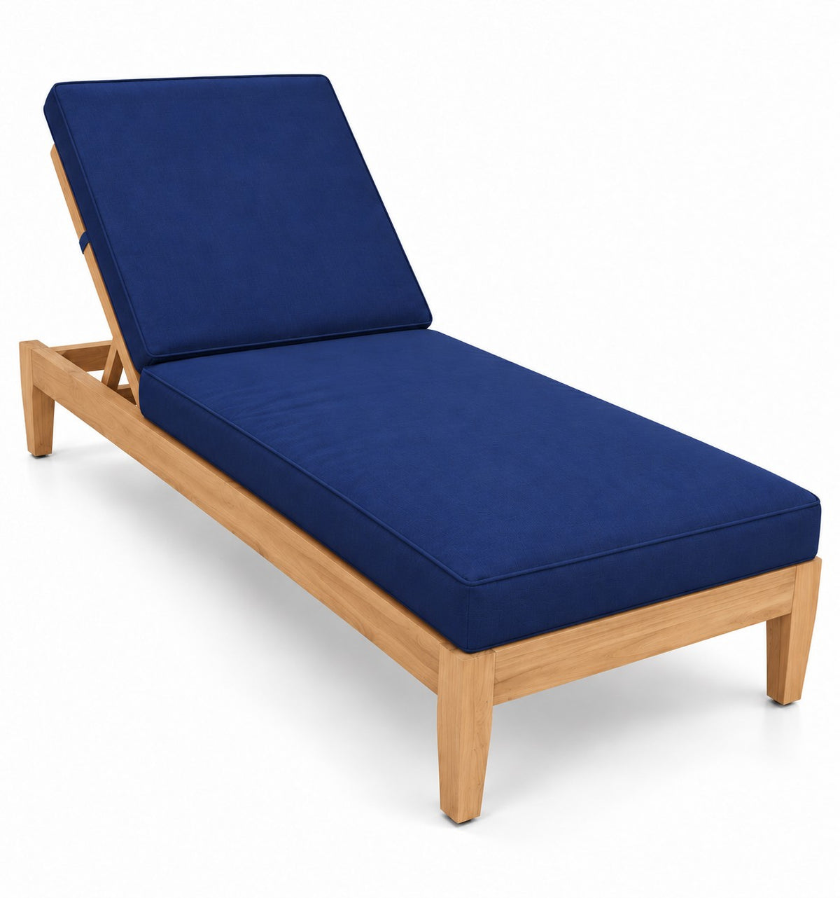Mila Teak Lounger in Sunbrella 5439 Canvas Navy | Jr's Patio San Diego