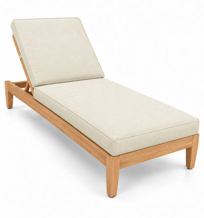 Mila Teak Lounger in Sunbrella 5453 Canvas Canvas | Jr's Patio San Diego