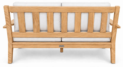 Mila Teak Loveseat – back view showing the slatted teak back | Jr's Patio San Diego