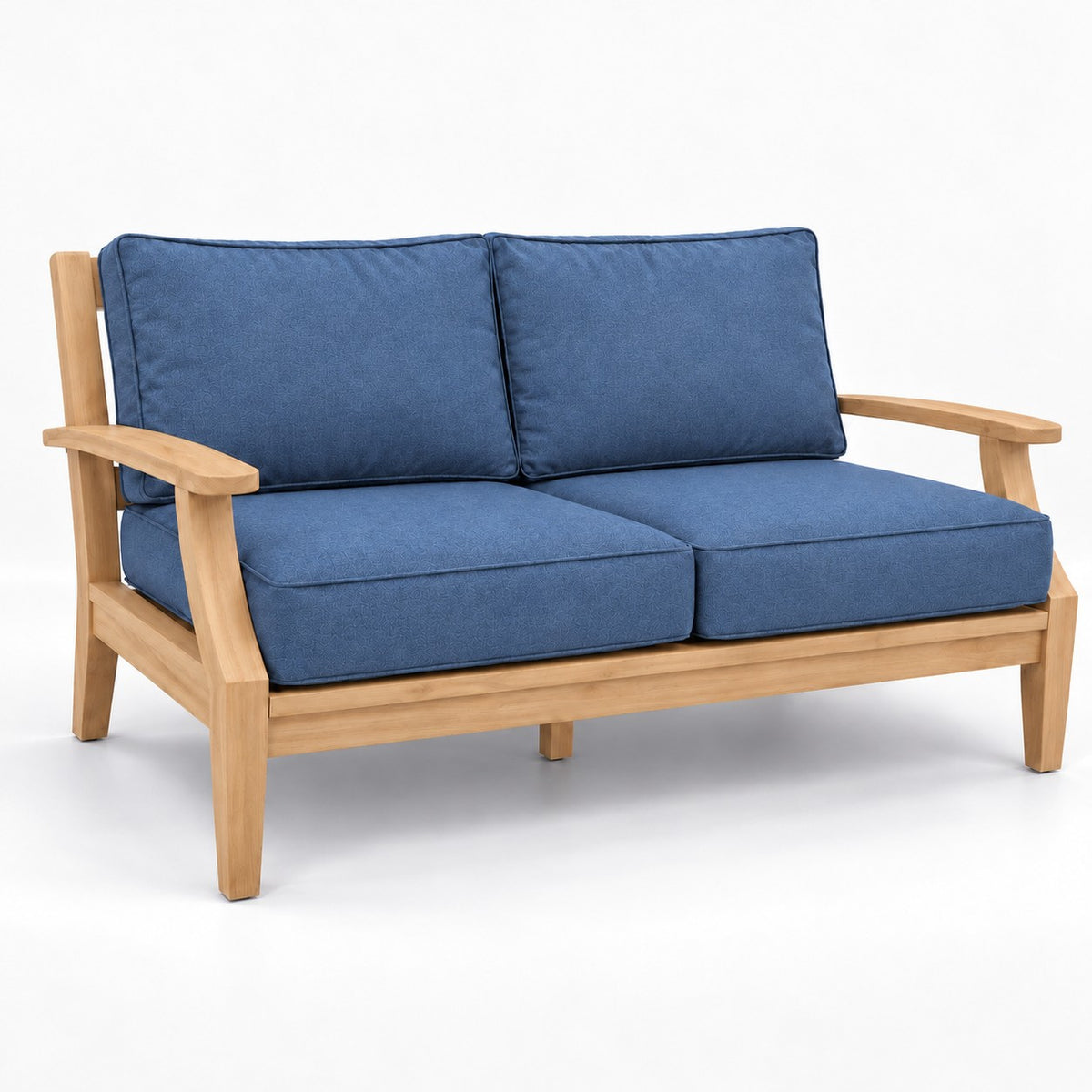 Mila Teak Loveseat in Sunbrella 48080 Spectrum Indigo | Jr's Patio San Diego