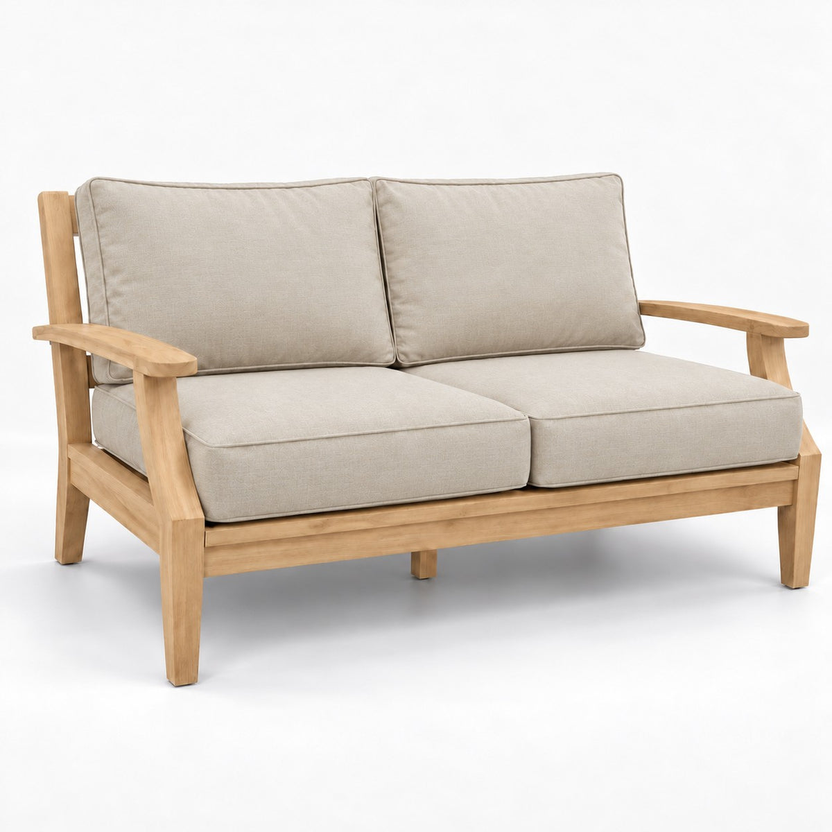Mila Teak Loveseat in Olefin Beige | Jr's Patio San Diego