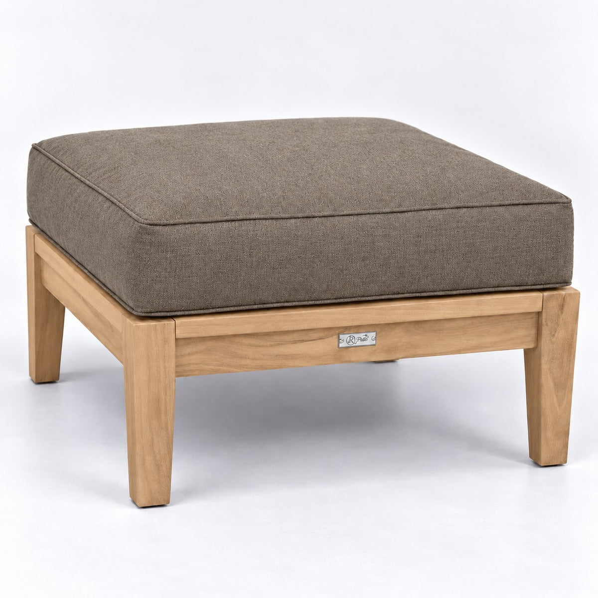 Mila Teak Ottoman in Sunbrella 40432 Cast Shale | Jr's Patio San Diego