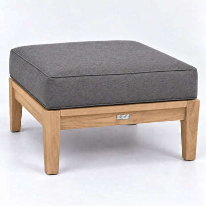 Mila Teak Ottoman in Sunbrella 40434 Cast Slate | Jr's Patio San Diego