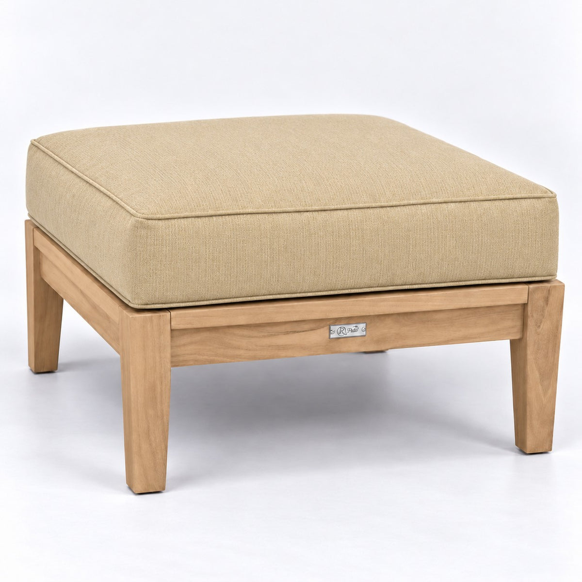 Mila Teak Ottoman in Sunbrella 48019 Spectrum Sand | Jr's Patio San Diego