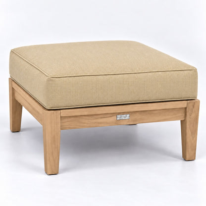 Mila Teak Ottoman in Sunbrella 48019 Spectrum Sand | Jr's Patio San Diego
