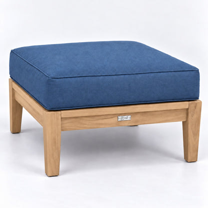 Mila Teak Ottoman in Sunbrella 48080 Spectrum Indigo | Jr's Patio San Diego