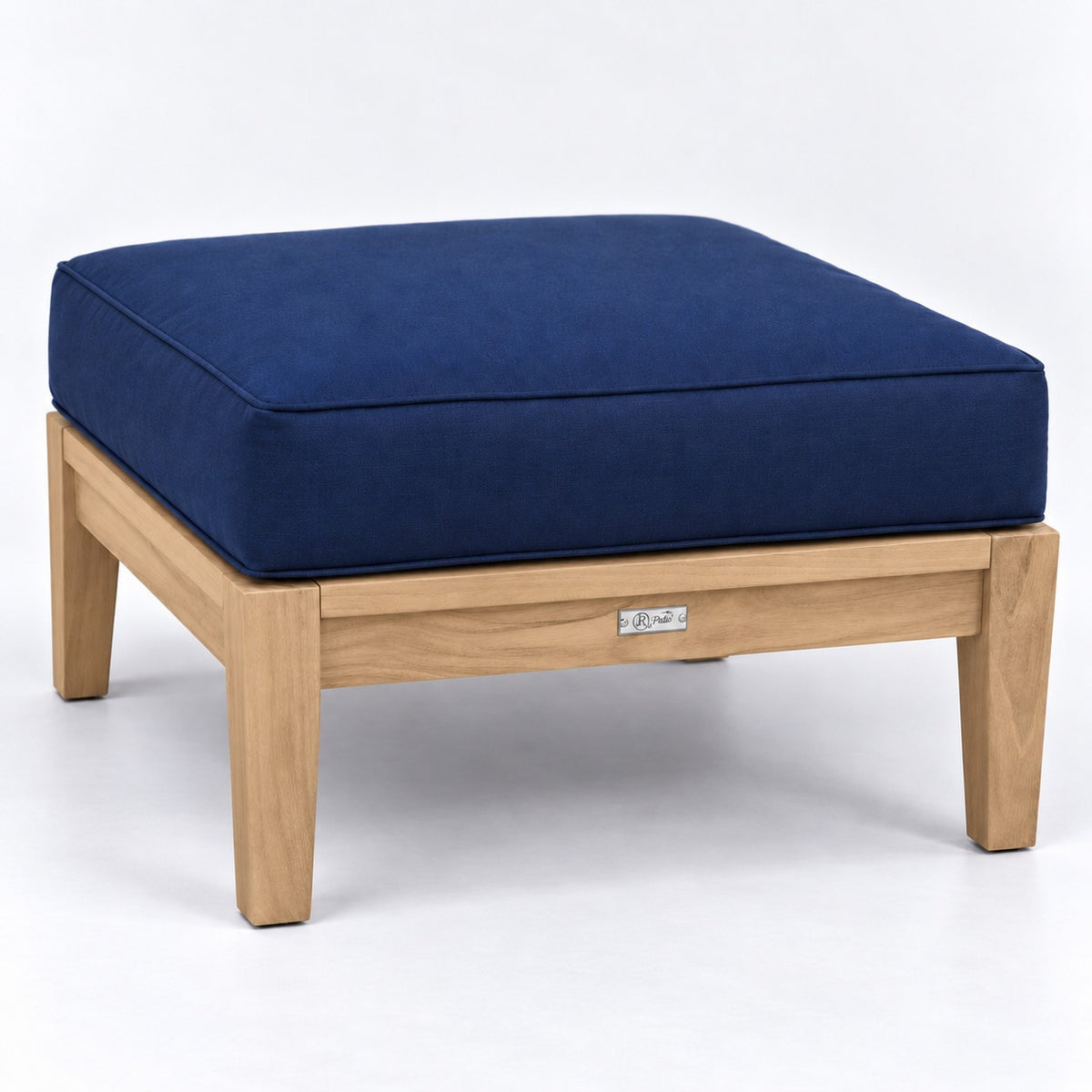 Mila Teak Ottoman in Sunbrella 5439 Canvas Navy | Jr's Patio San Diego
