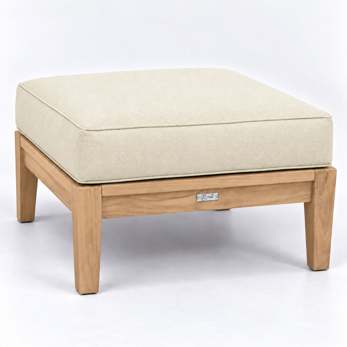 Mila Teak Ottoman in Sunbrella 5453 Canvas Canvas | Jr's Patio San Diego