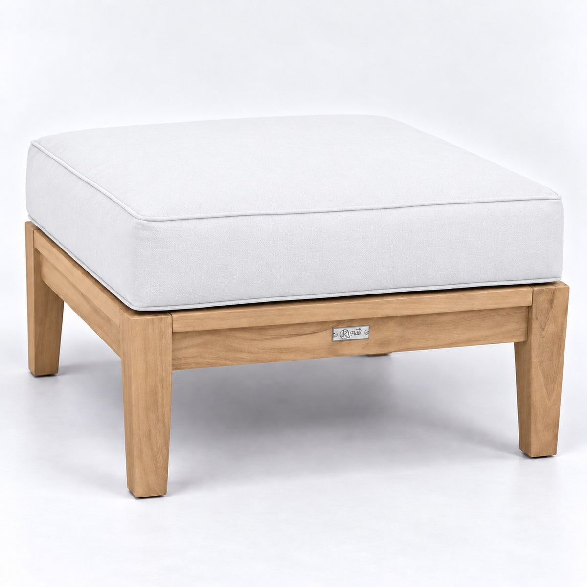 Mila Teak Ottoman in Olefin White | Jr's Patio San Diego