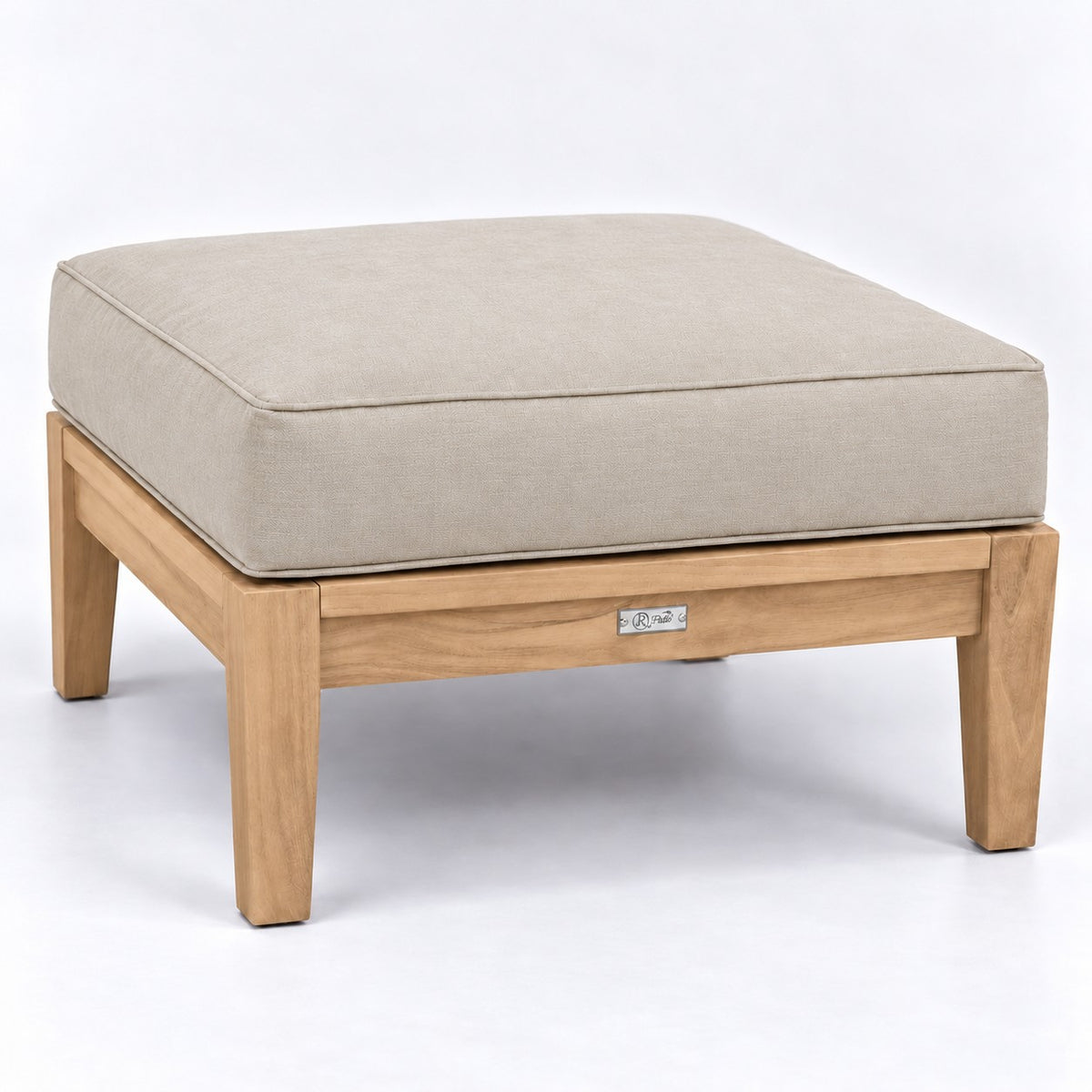 Mila Teak Ottoman in Olefin Beige | Jr's Patio San Diego