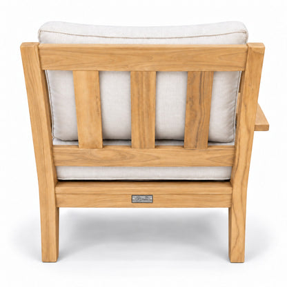 Mila Teak Right-Arm Sectional Chair – back view showing the slatted teak back | Jr's Patio San Diego