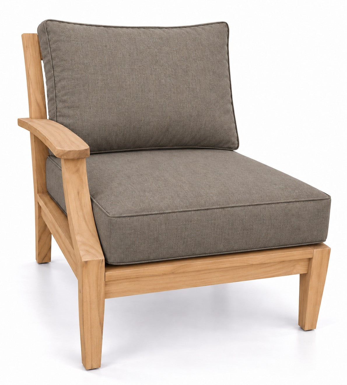 Mila Teak Right-Arm Sectional Chair in Sunbrella 40432 Cast Shale | Jr's Patio San Diego