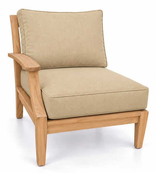 Mila Teak Right-Arm Sectional Chair in Sunbrella 48019 Spectrum Sand | Jr's Patio San Diego