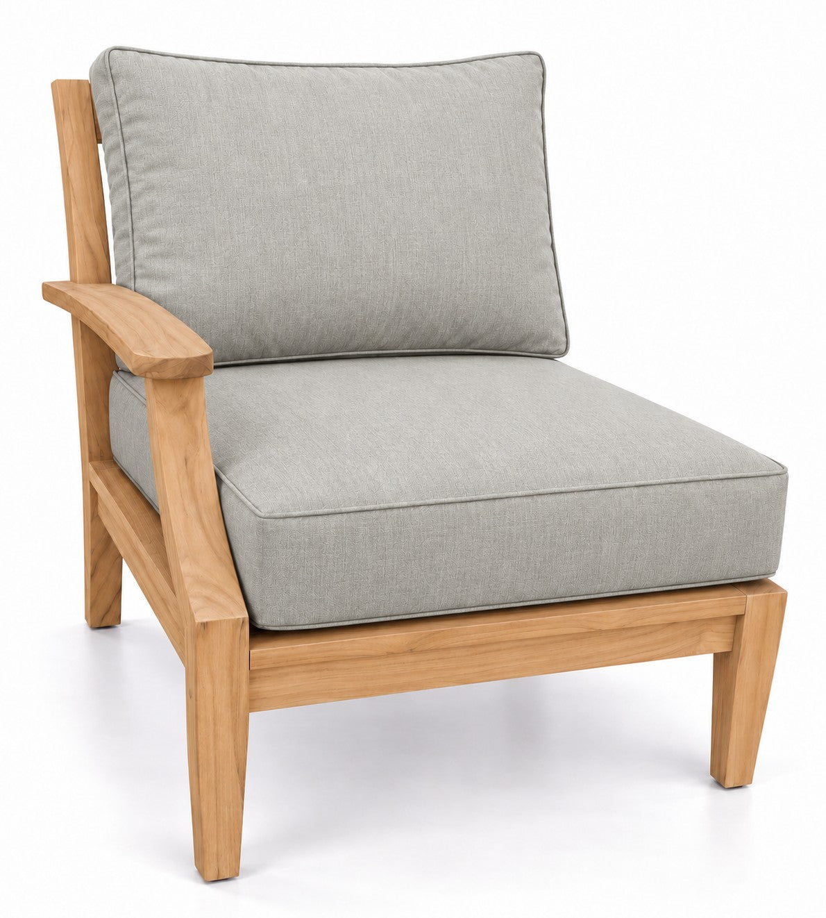 Mila Teak Right-Arm Sectional Chair in Sunbrella 5402 Canvas Granite | Jr's Patio San Diego