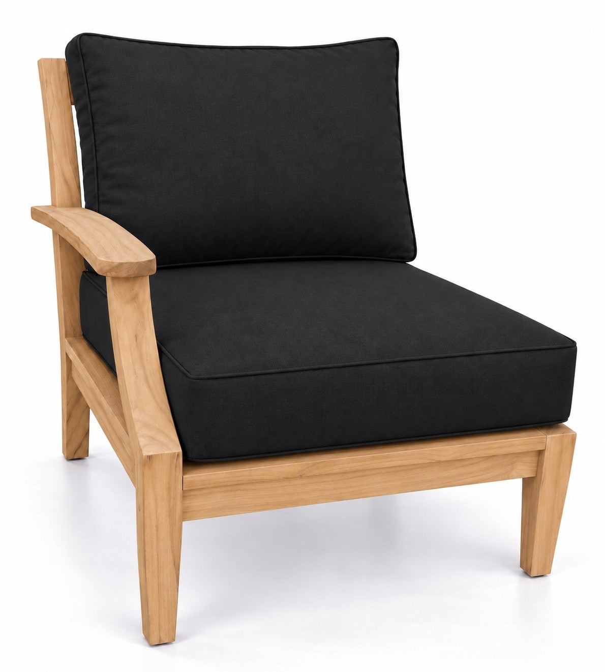 Mila Teak Right-Arm Sectional Chair in Sunbrella 5408 Canvas Black | Jr's Patio San Diego
