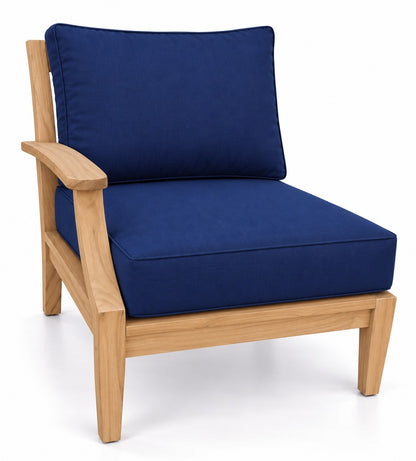 Mila Teak Right-Arm Sectional Chair in Sunbrella 5439 Canvas Navy | Jr's Patio San Diego