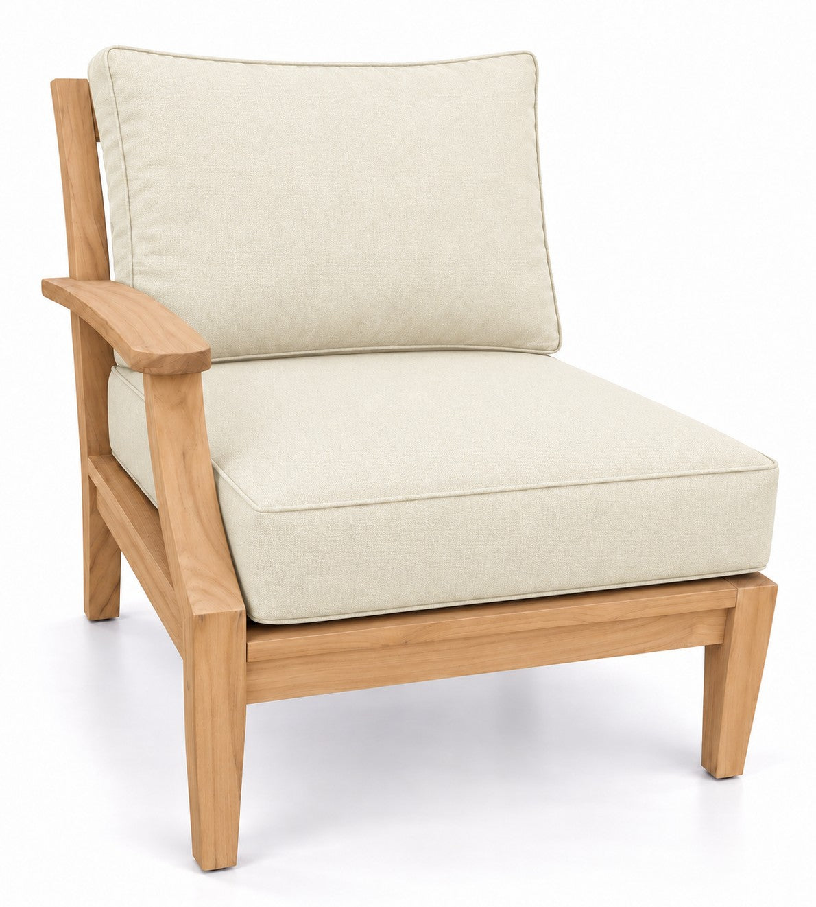 Mila Teak Right-Arm Sectional Chair in Sunbrella 5453 Canvas Canvas | Jr's Patio San Diego