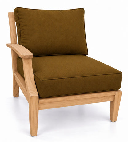 Mila Teak Right-Arm Sectional Chair in Sunbrella 5488 Canvas Teak | Jr's Patio San Diego