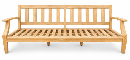 Mila Teak Sofa – solid teak frame without cushions, front view | Jr's Patio San Diego