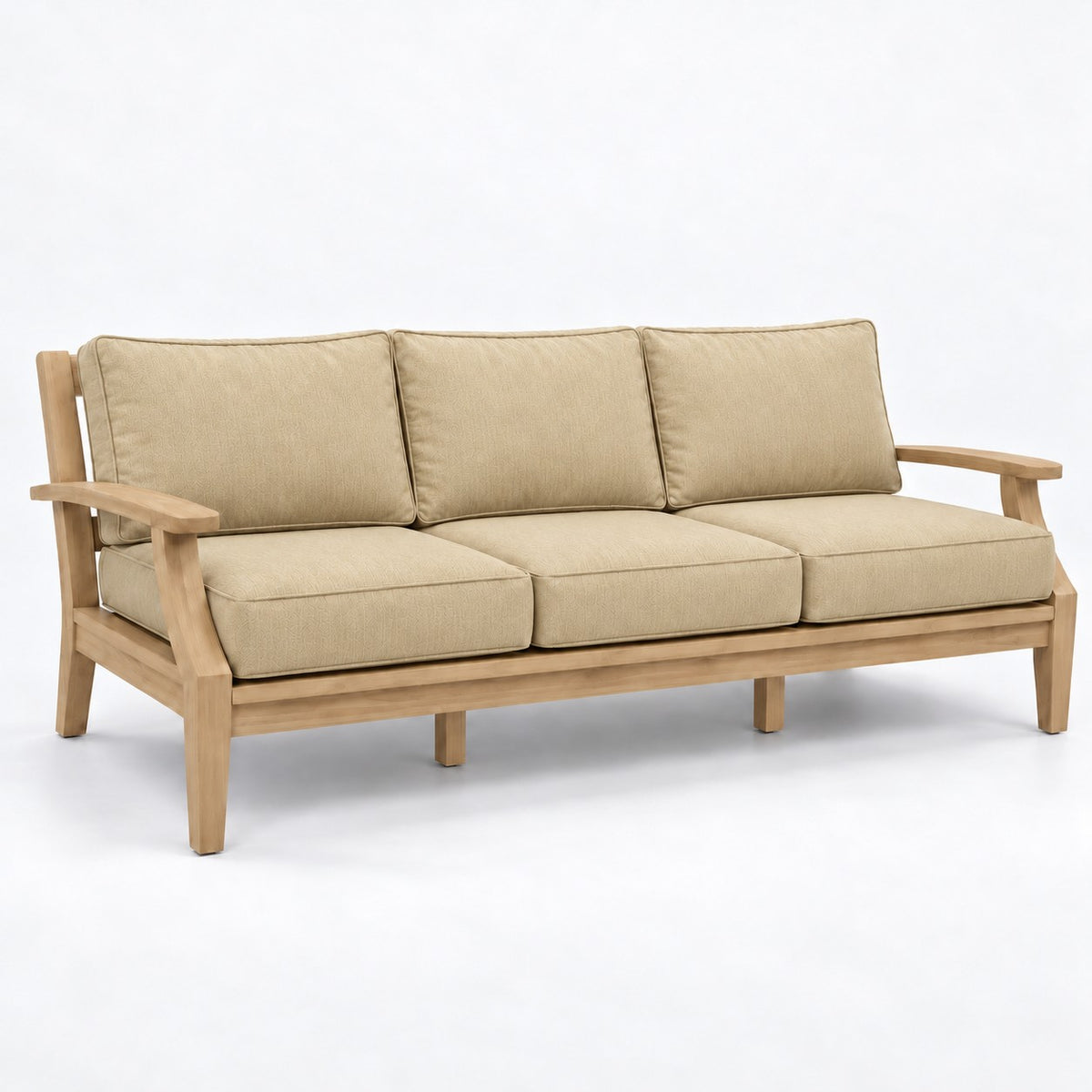 Mila Teak Sofa in Sunbrella 48019 Spectrum Sand | Jr's Patio San Diego