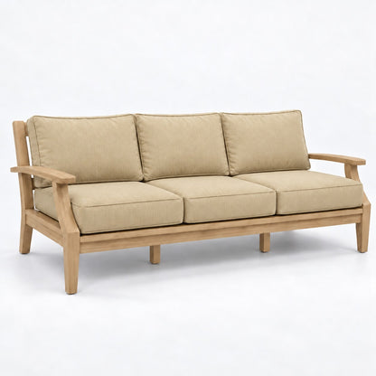 Mila Teak Sofa in Sunbrella 48019 Spectrum Sand | Jr's Patio San Diego