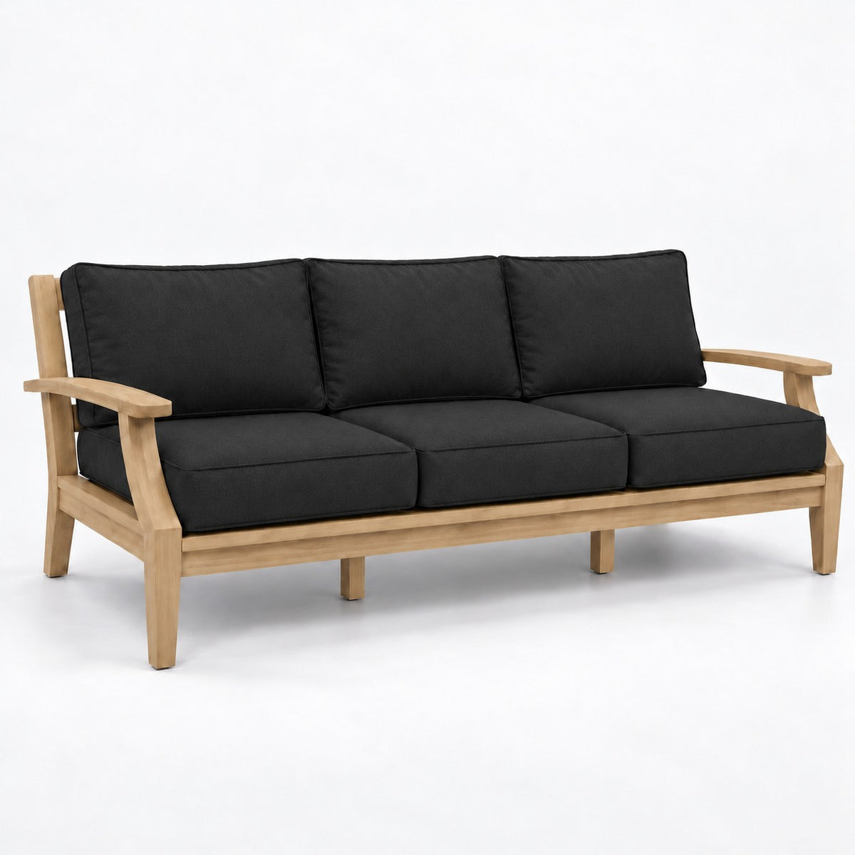Mila Teak Sofa in Sunbrella 5408 Canvas Black | Jr's Patio San Diego