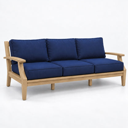 Mila Teak Sofa in Sunbrella 5439 Canvas Navy | Jr's Patio San Diego