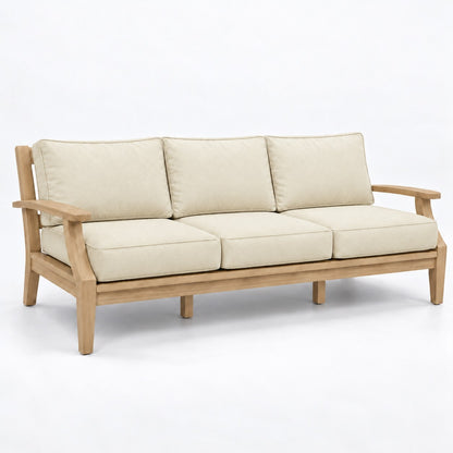 Mila Teak Sofa in Sunbrella 5453 Canvas Canvas | Jr's Patio San Diego