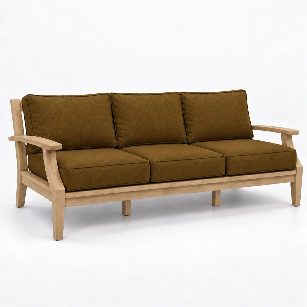 Mila Teak Sofa in Sunbrella 5488 Canvas Teak | Jr's Patio San Diego