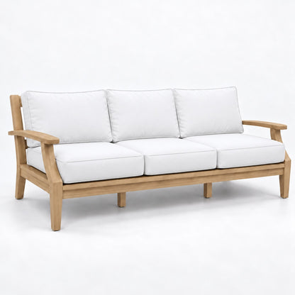 Mila Teak Sofa in Olefin White | Jr's Patio San Diego