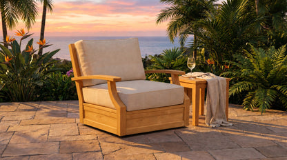 Mila Teak Swivel Club Chair - Lifestyle - Jrs Patio San Diego