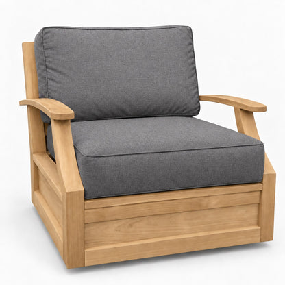 Mila Teak Swivel Club Chair in Sunbrella 40434 Cast Slate | Jr's Patio San Diego