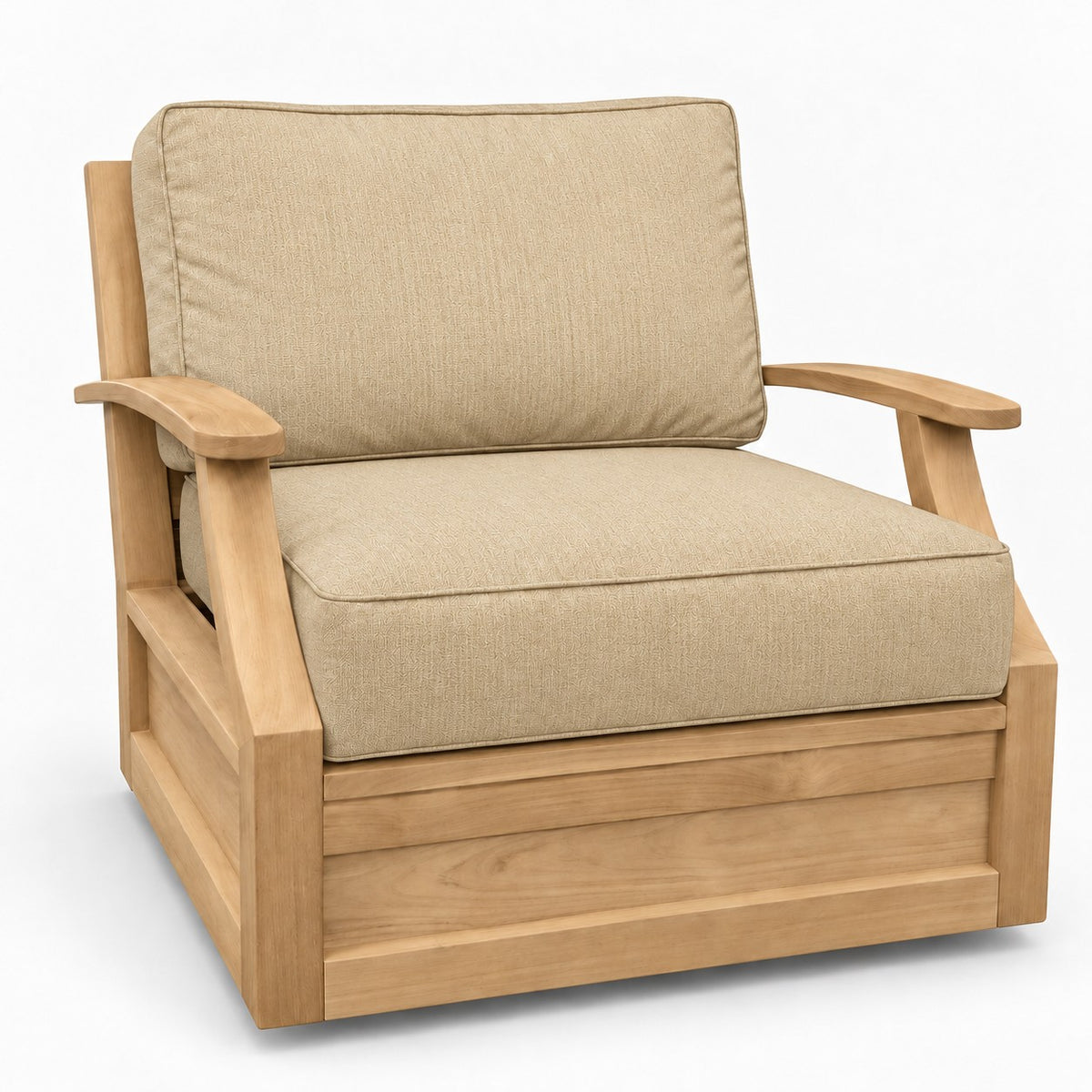 Mila Teak Swivel Club Chair in Sunbrella 48019 Spectrum Sand | Jr's Patio San Diego