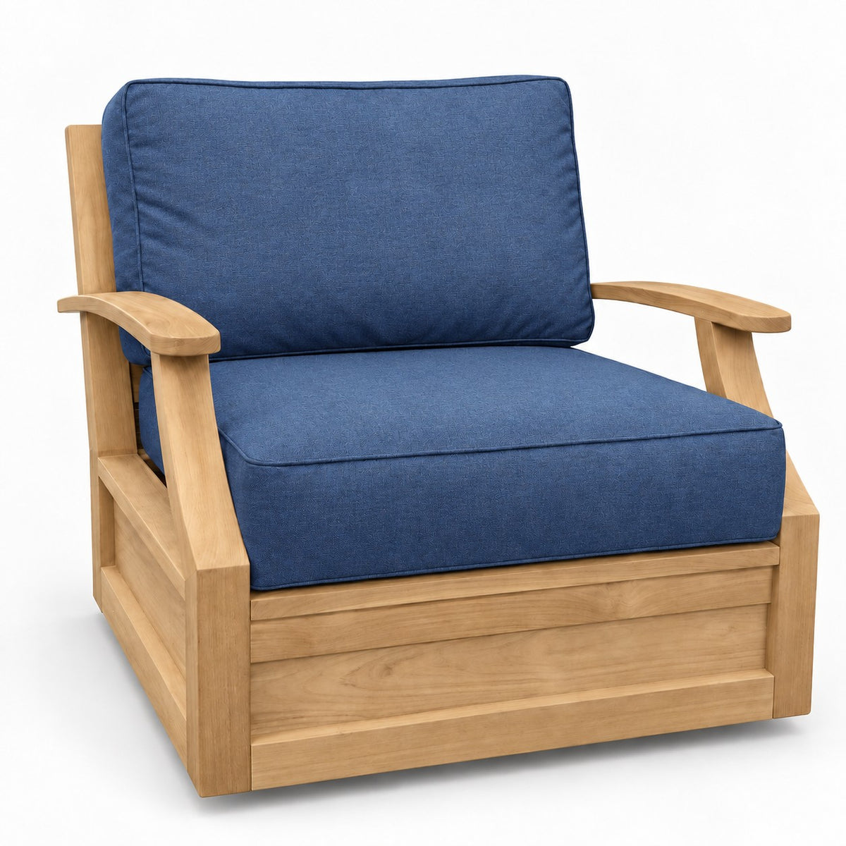 Mila Teak Swivel Club Chair in Sunbrella 48080 Spectrum Indigo | Jr's Patio San Diego