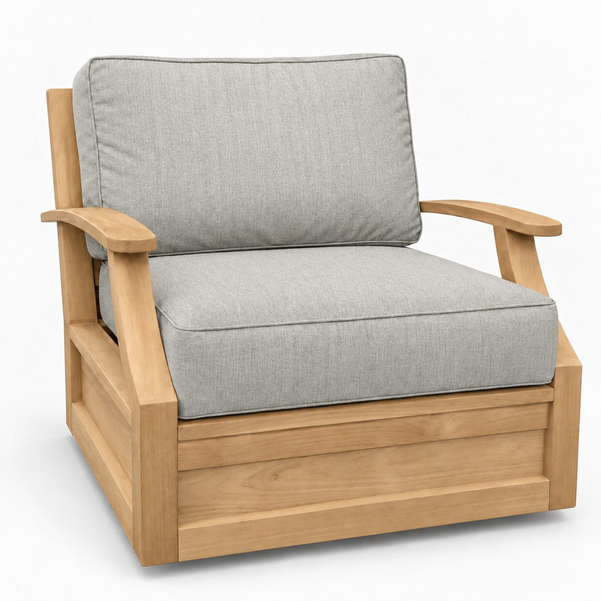 Mila Teak Swivel Club Chair in Sunbrella 5402 Canvas Granite | Jr's Patio San Diego