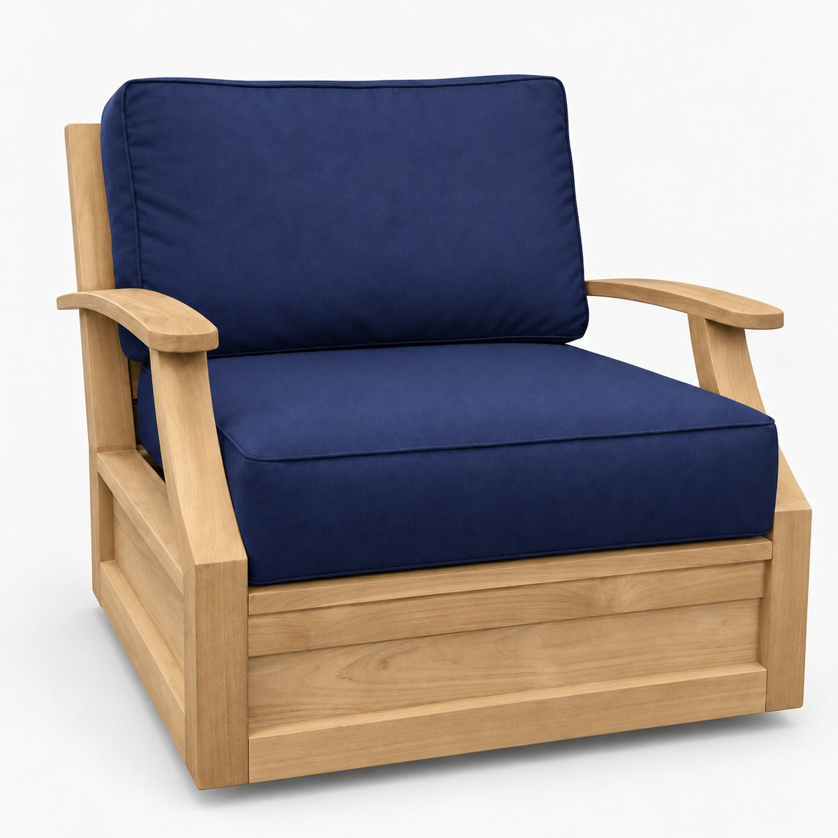 Mila Teak Swivel Club Chair in Sunbrella 5439 Canvas Navy | Jr's Patio San Diego