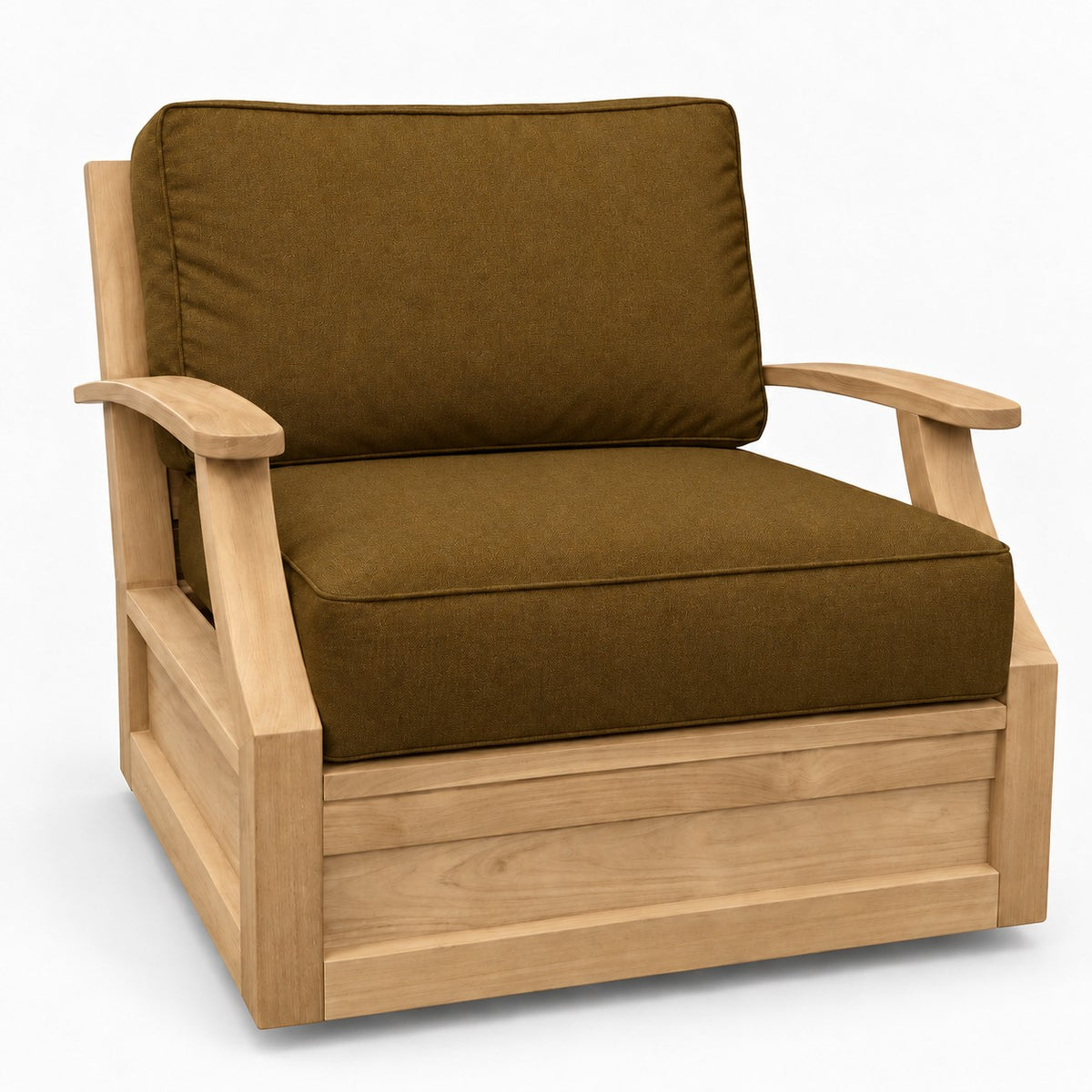 Mila Teak Swivel Club Chair in Sunbrella 5488 Canvas Teak | Jr's Patio San Diego