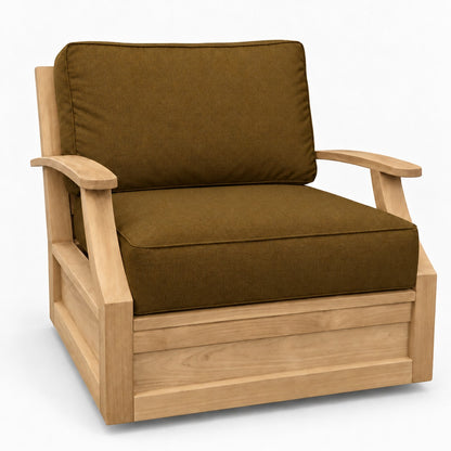 Mila Teak Swivel Club Chair in Sunbrella 5488 Canvas Teak | Jr's Patio San Diego