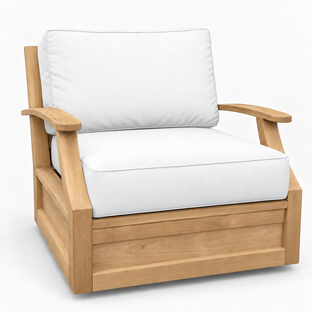 Mila Teak Swivel Club Chair in Olefin White | Jr's Patio San Diego