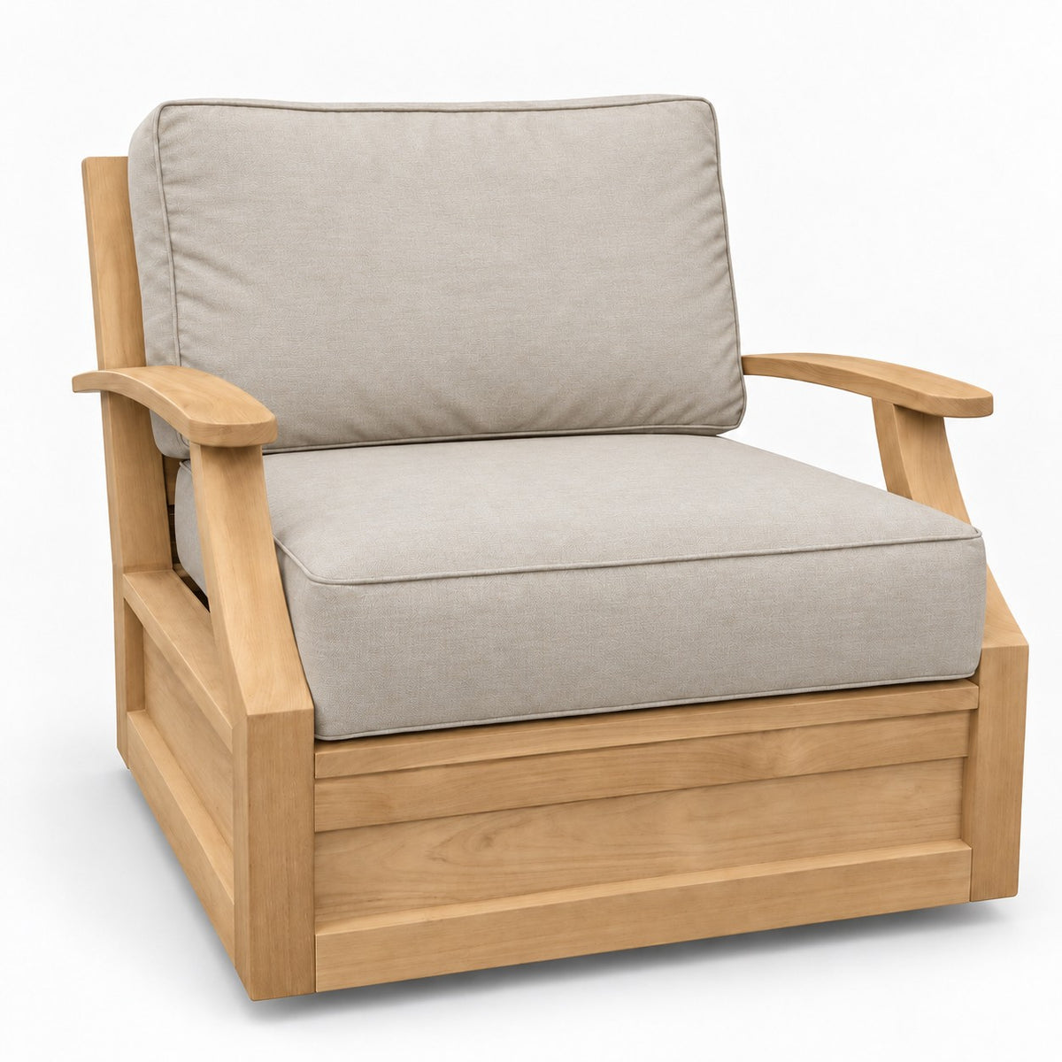 Mila Teak Swivel Club Chair in Olefin Beige | Jr's Patio San Diego