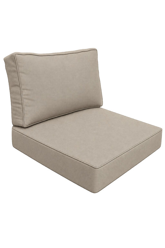 Olefin 28x28 Cushion Set – Tan & Brown (MH-0229) – Olefin seat and back cushion set | Jr's Patio San Diego