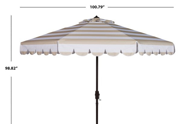 Maui Single Scallop Striped 9ft Crank Auto Tilt Umbrella