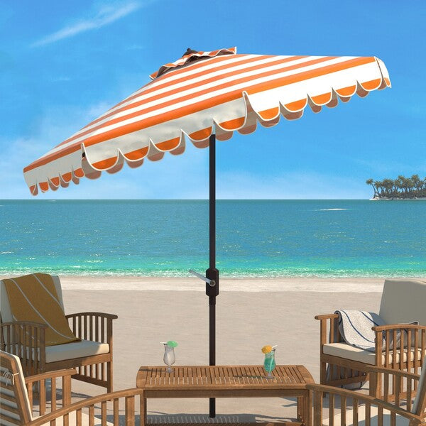 Maui Single Scallop Striped 9ft Crank Push Button Tilt Umbrella