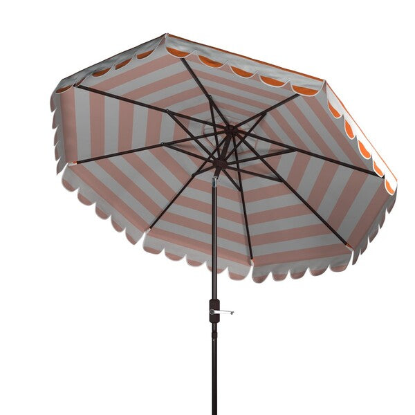 Maui Single Scallop Striped 9ft Crank Push Button Tilt Umbrella