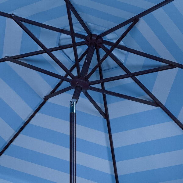 Maui Single Scallop Striped 9ft Crank Push Button Tilt Umbrella