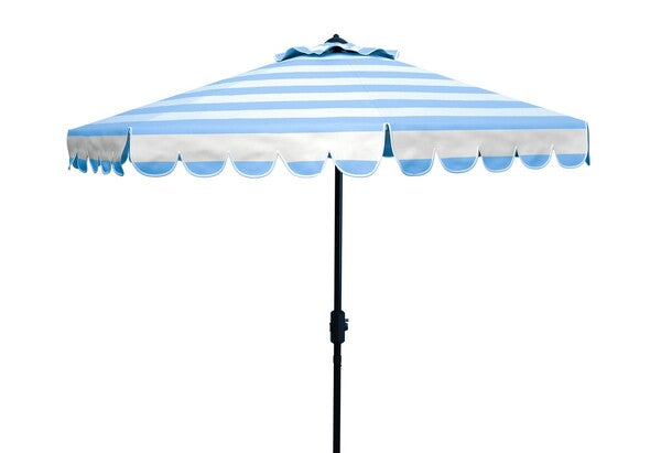 Maui Single Scallop Striped 9ft Crank Push Button Tilt Umbrella
