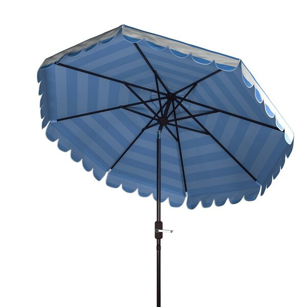 Maui Single Scallop Striped 9ft Crank Push Button Tilt Umbrella