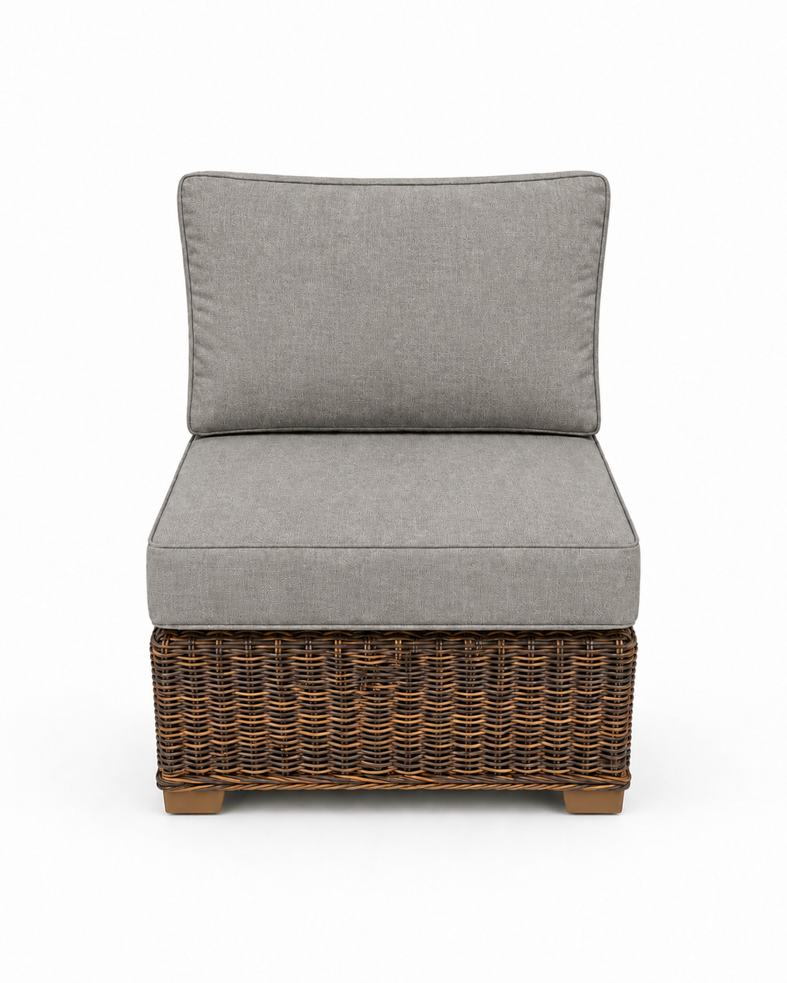 Seacoast Wicker Armless Chair in brown wicker, Cast Shale (40432)